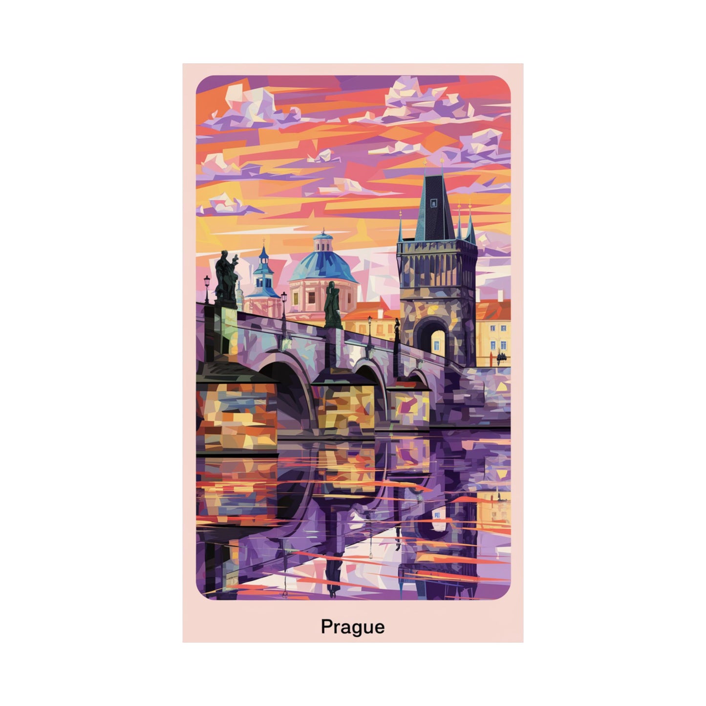 Vibrant Prague Wall Poster - Iconic Charles Bridge at Sunset